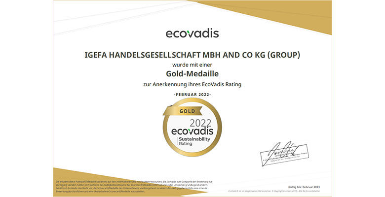 EcoVadis CSR Gold 2022